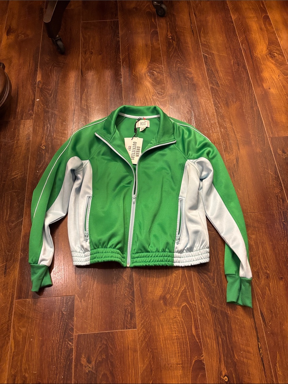 BDG WOMEN’s Green & Light Blue Zip Front Track Jacket